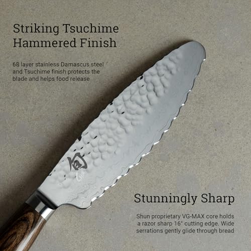 Shun Premier 6" Ultimate Utility Knife, Handcrafted Japanese Knife, VG-MAX Core with Damascus Stainless Steel Cladding, Pakkawood Handle, Precision and Sharpness for Professional and Home Chefs - Image 3