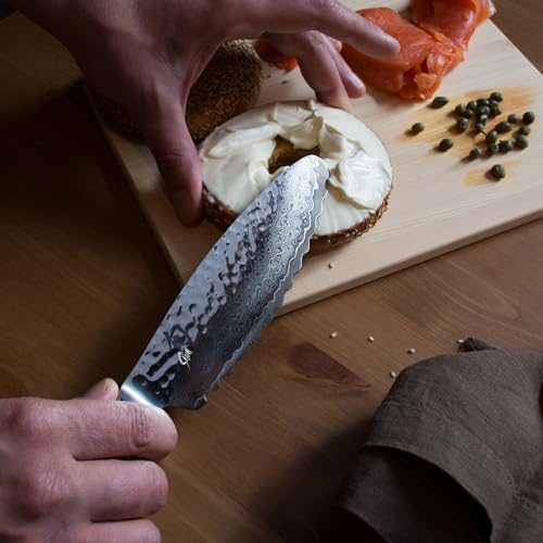 Shun Premier 6" Ultimate Utility Knife, Handcrafted Japanese Knife, VG-MAX Core with Damascus Stainless Steel Cladding, Pakkawood Handle, Precision and Sharpness for Professional and Home Chefs - Image 5