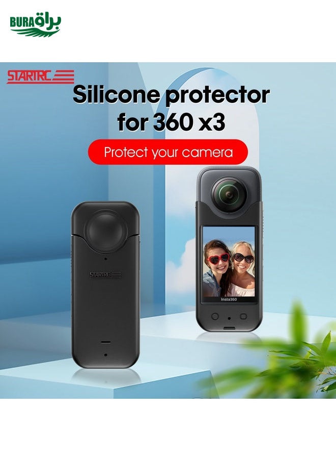 BURAQ For Insta360 X3 STARTRC Full Body Silicone Protective Case(Black)  - Image 2
