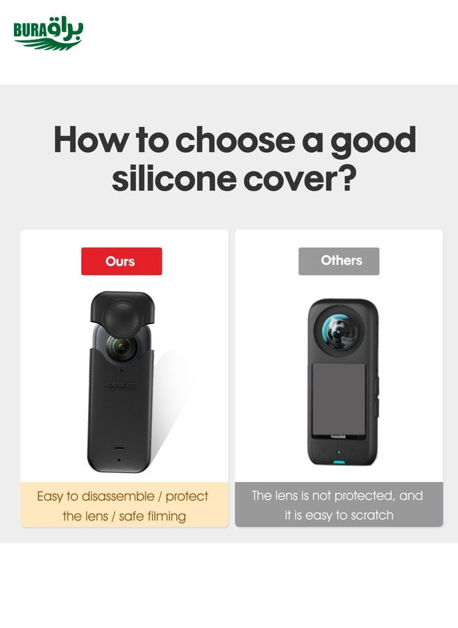 BURAQ For Insta360 X3 STARTRC Full Body Silicone Protective Case(Black)  - Image 3