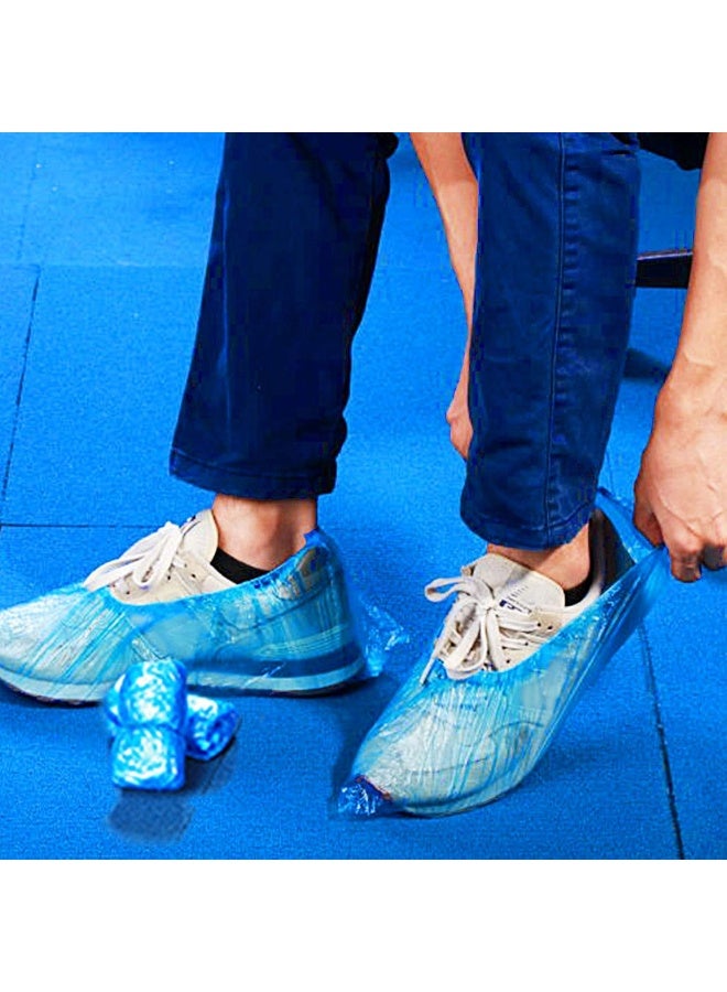 Satinior 400 Pieces (200 Pairs) Disposable Boot and Shoe Covers for Floor, Carpet, Shoe Protectors, Durable Non-Slip (Blue)  - Image 1