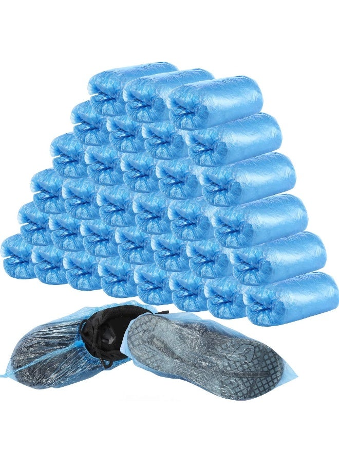 Satinior 400 Pieces (200 Pairs) Disposable Boot and Shoe Covers for Floor, Carpet, Shoe Protectors, Durable Non-Slip (Blue)  - Image 2
