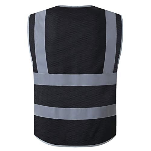 LOHASPRO High Visibility Vest for Men Reflective Vest with Pockets Class 2 Construction Work Vest Zipper Front Black Safety Vest Meets ANSI/ISEA Standards(Medium, Black 01) - Image 2