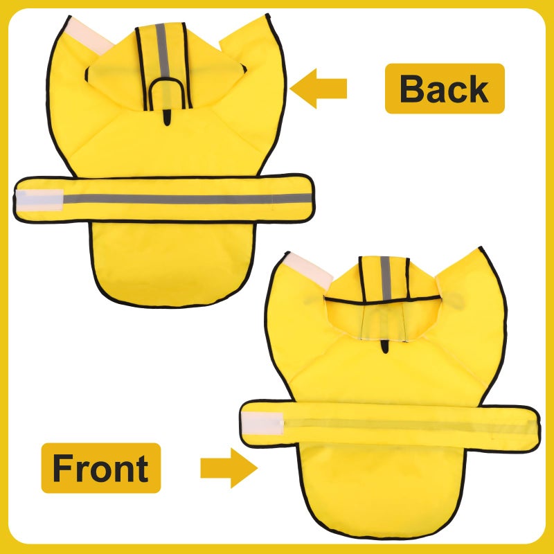 XIHIRCD Dog Raincoat with Hood, Adjustable Dog Rain Jacket with Reflective Strip Yellow Waterproof Puppy Poncho for Small Medium Large Dogs (XL) - Image 3