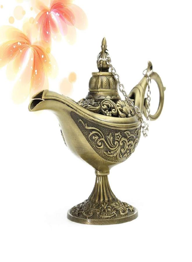 Healifty Incense Holder Metal Wishing Lamp Incense Burner Desktop Adornment Aroma Furnace Diffuser for Home Office (Bronzeï¼‰ - Image 3