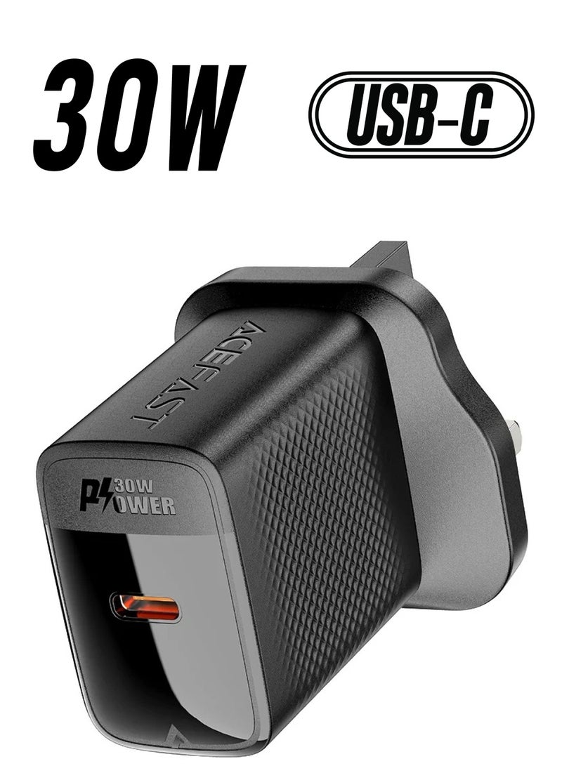Acefast A103 PD30W GaN single USB-C charger,black (UK) - Image 1
