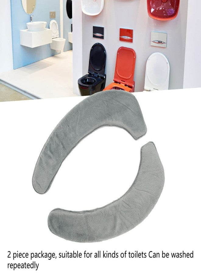 Brrnoo 2 Pcs Toilet Warmer Cover, Washable Toilet Seat Covers Mat Thick Padded Warm Plush Toilet Reusable Cushion, Toilet Seat Mat Non Slip Soft Toilet Seat Cushion (Grey) - Image 3