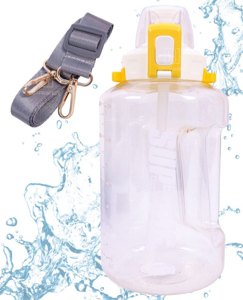 Spanker Sports Water Bottle 1.5 L / 55 OZ Half Gallon Carry Handle Big Water Jug For Sport | Ecofriendly, Tritan BPA Free Plastic, Leakproof- White SSTP - Image 1