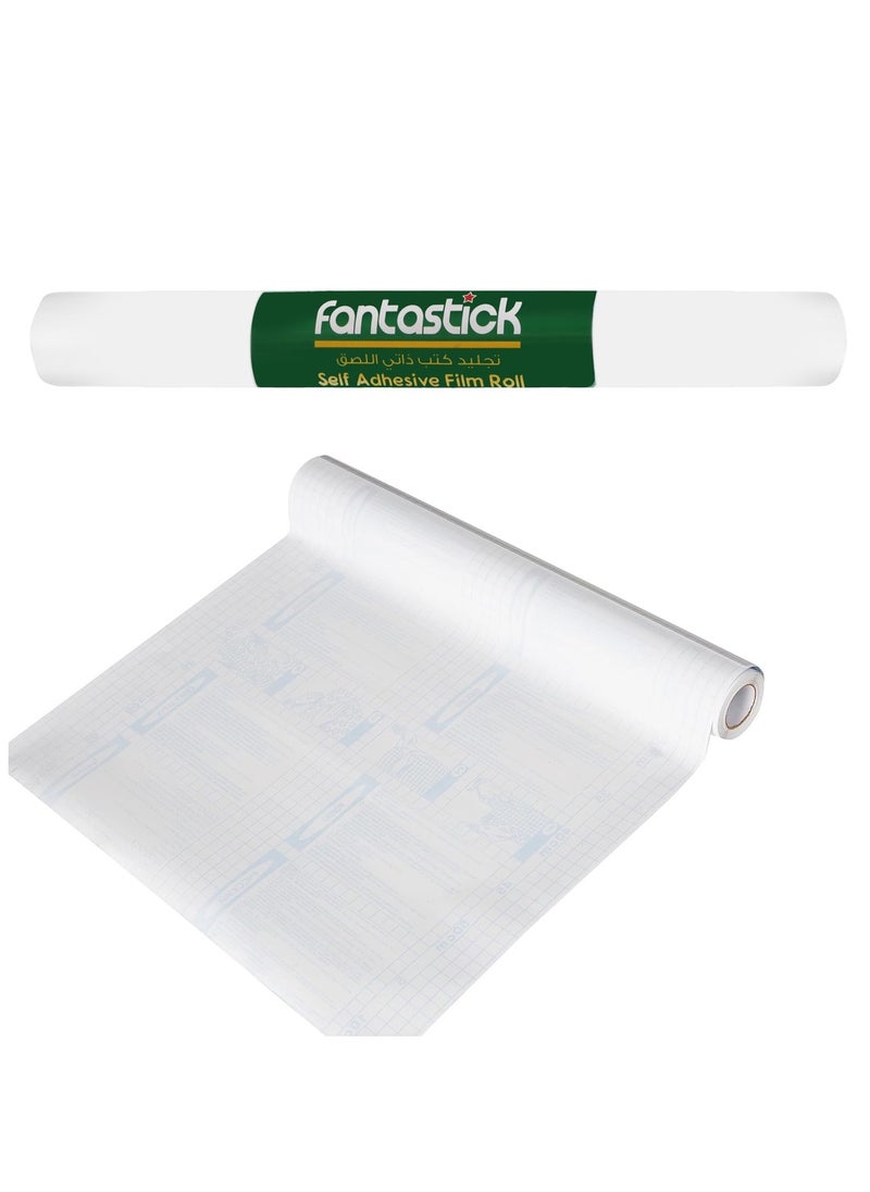 Fantastick Clear Self Adhesive Roll For Covering Books 45cmx5Yards  - Image 1