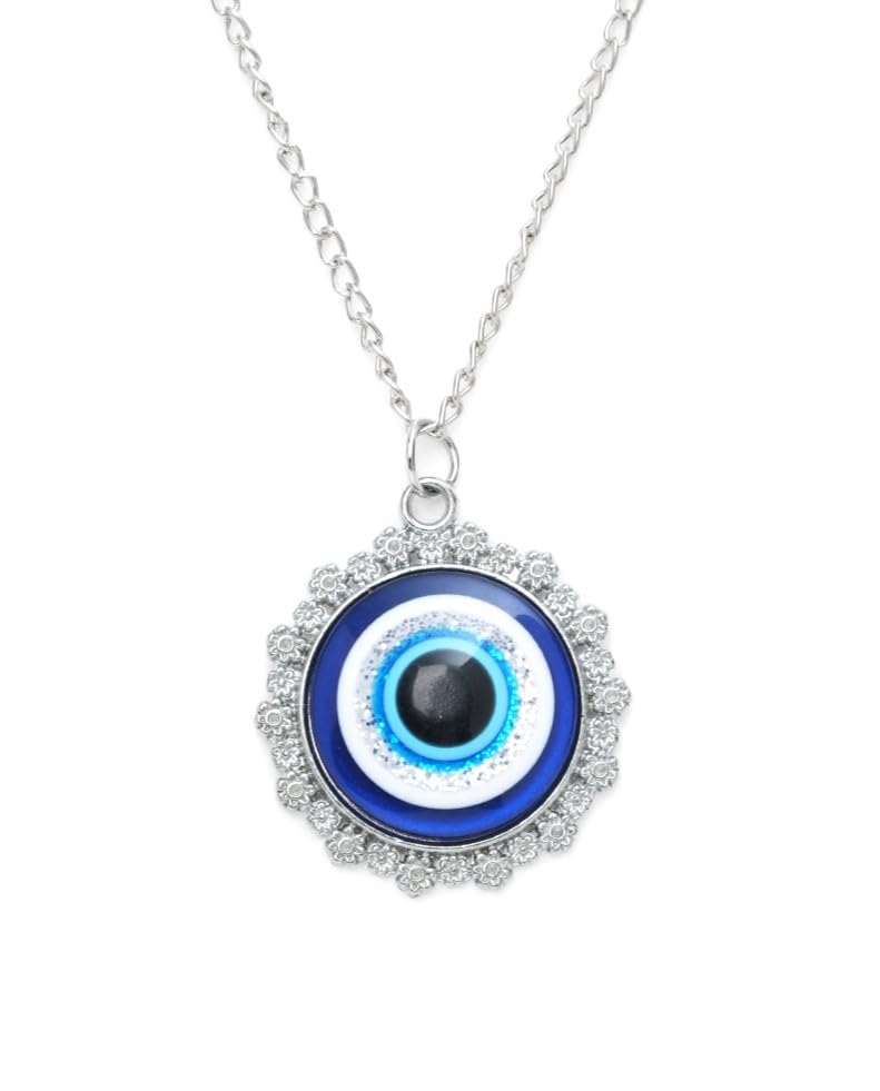 STYOLLO Oxidised Silver Metal Evil Eye Protector Necklace Pendant Set For Women & Girls Stylish | Women's Necklaces Silver Fashion Jewellery Sets | Fancy Girls' Chains & Necklace- Set of 1 - Image 1