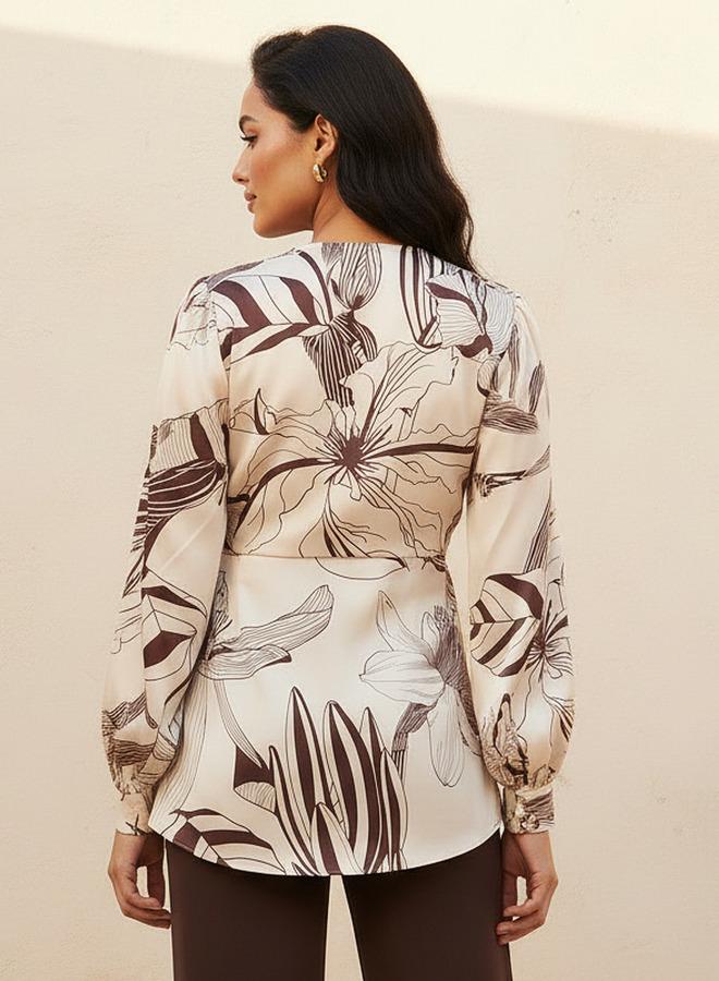 Iconic Relaxed Fit Wrap Top with Floral Print - Image 4