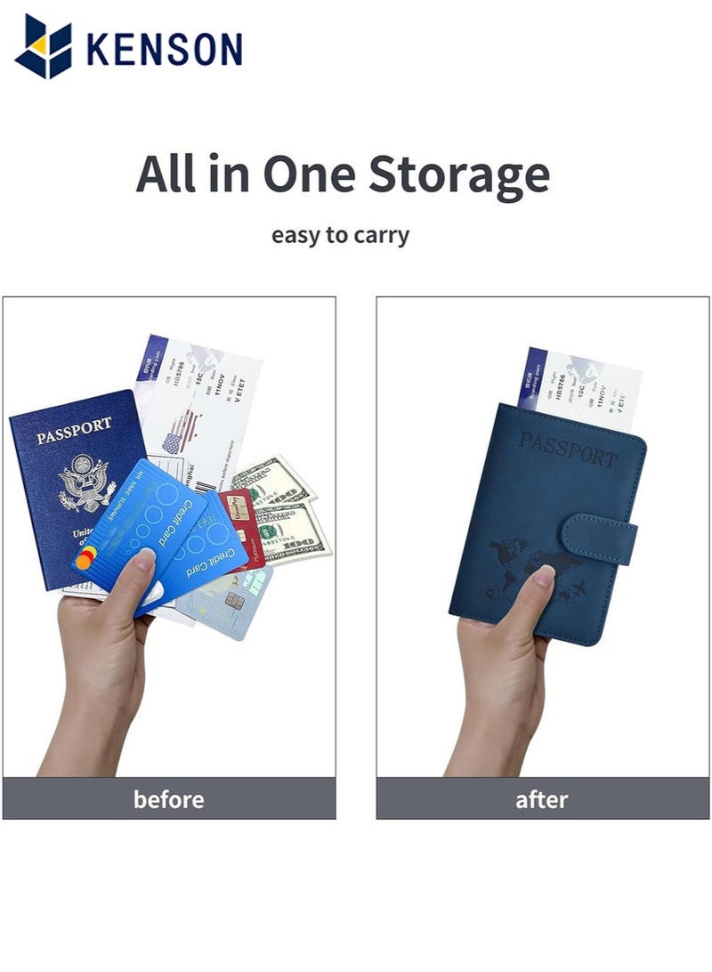 KENSON Passport Holder for Travel Essentials, Passport Wallet Cover Case for Travel Must Haves Accessories,Passport Book Holders for Women and Men Blue - Image 5