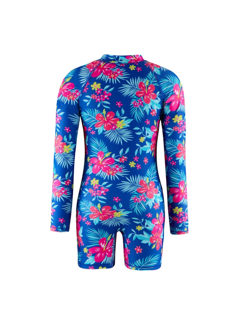 Loquat Girls' Long-Sleeve Unicorn One Piece Swimsuit for Water Sports Blue/Red  - Image 3