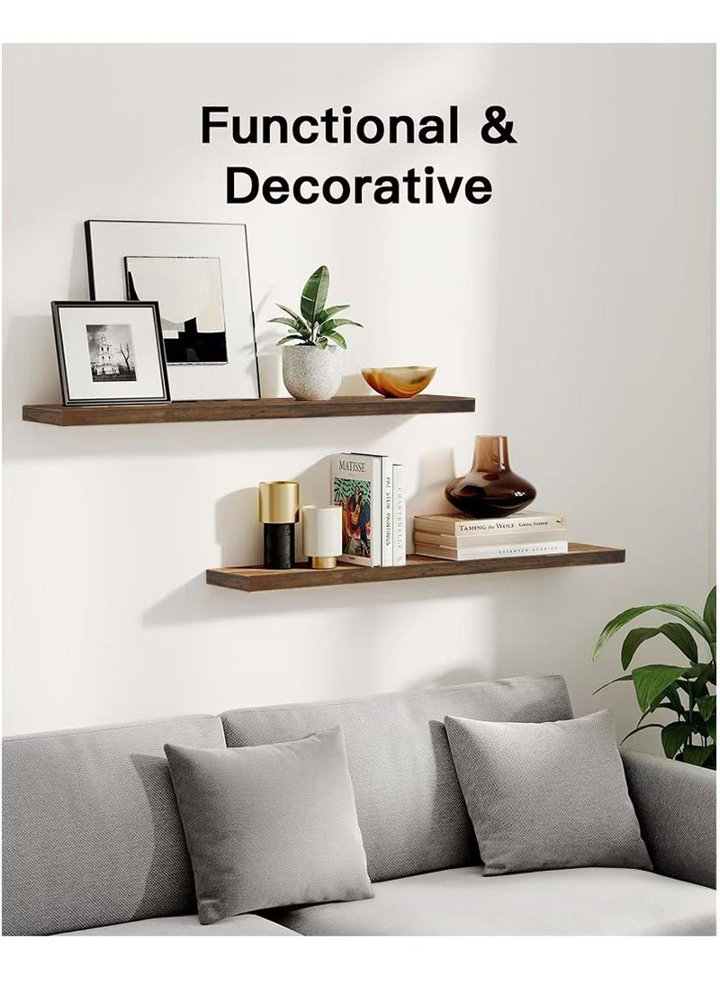 XiuWoo 3-Pack Wood Wall Mounted Floating Shelves, Rustic Display Shelves, Home Storage Rack, Hanging Shelf, Bathroom Organizer Shelf for Home, Office  - Image 3