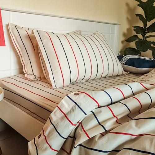 SleepyCat Cotton Pillow Case with Envelope Closure-Pack of 2|Coloured with AZO-Free Dyes and Oeko-Tex Certified|Machine Washable,Sailor Stripes (Standard Size,28x18 Inches),200 TC,Pack of 2 piece - Image 3