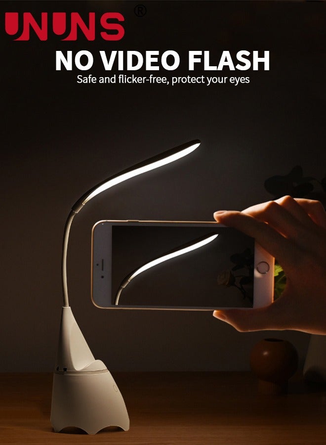 UNUNS Desk Lamp Table Light With Wireless Speaker And Phone Stand Desk Organizer,3 Color Modes Dimmable Reading Lamp,Flexible Gooseneck Table Lamp,Perfect For Home Office,White - Image 3