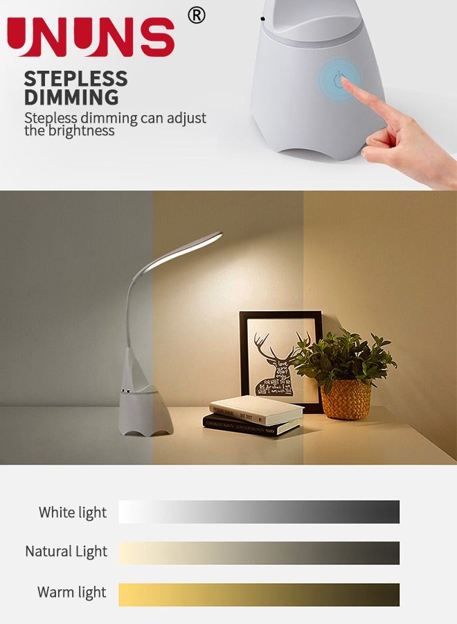 UNUNS Desk Lamp Table Light With Wireless Speaker And Phone Stand Desk Organizer,3 Color Modes Dimmable Reading Lamp,Flexible Gooseneck Table Lamp,Perfect For Home Office,White - Image 4
