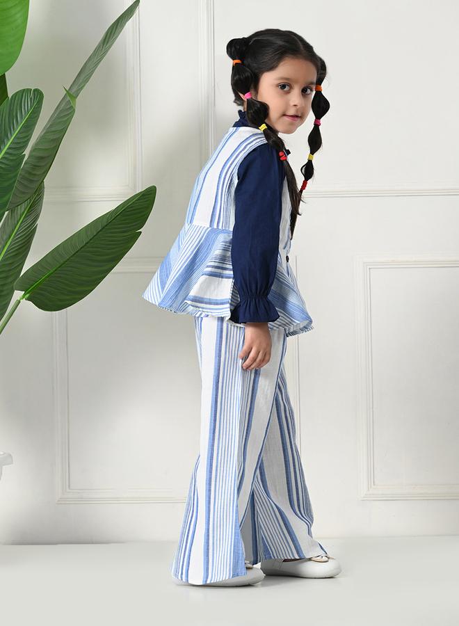 بيلا مودا طقم بيلا مودا بلوزة بأزرار مخططة وبنطلون بأكمام طويلة - Image 5