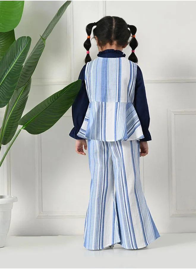 BELLA MODA Bella Moda Striped Buttoned Long Sleeve Top and Pants Set