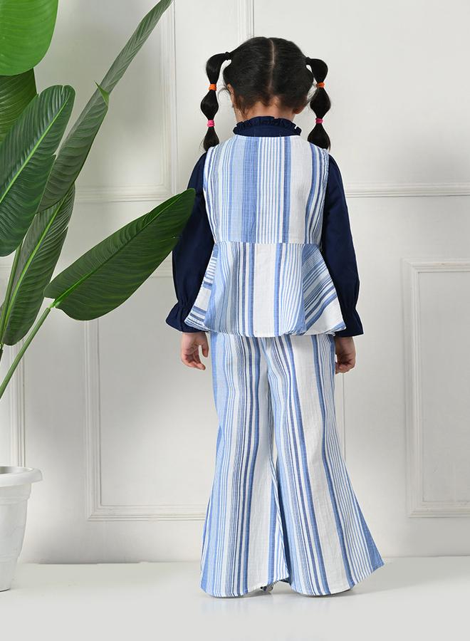 بيلا مودا طقم بيلا مودا بلوزة بأزرار مخططة وبنطلون بأكمام طويلة - Image 2