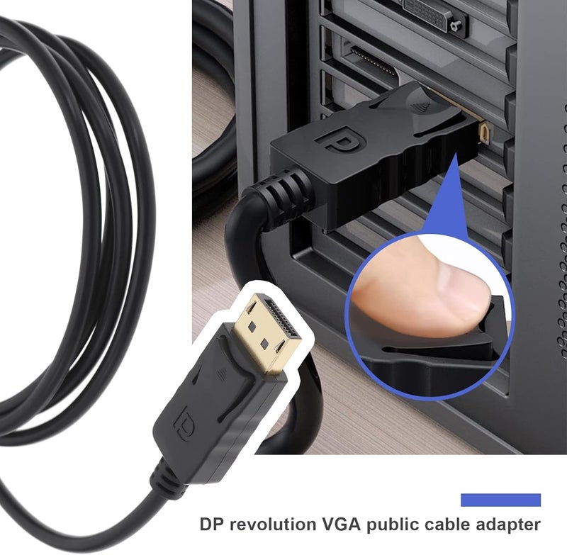 FENTICO DisplayPort to VGA Cable, Uni-Directional DP DisplayPort Computer to VGA Monitor Cable Male to Male Gold-Plated Cord Compatible with Lenovo, Dell, HP, ASUS - 1.8 Meter - Image 3