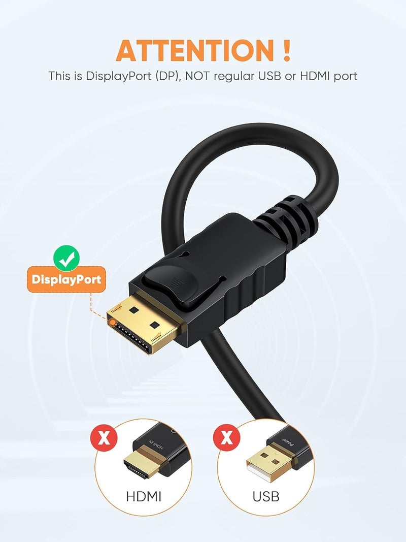 FENTICO DisplayPort to VGA Cable, Uni-Directional DP DisplayPort Computer to VGA Monitor Cable Male to Male Gold-Plated Cord Compatible with Lenovo, Dell, HP, ASUS - 1.8 Meter - Image 4