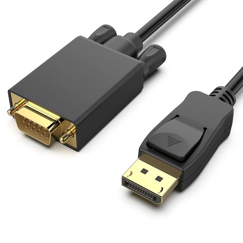 FENTICO DisplayPort to VGA Cable, Uni-Directional DP DisplayPort Computer to VGA Monitor Cable Male to Male Gold-Plated Cord Compatible with Lenovo, Dell, HP, ASUS - 1.8 Meter - Image 1