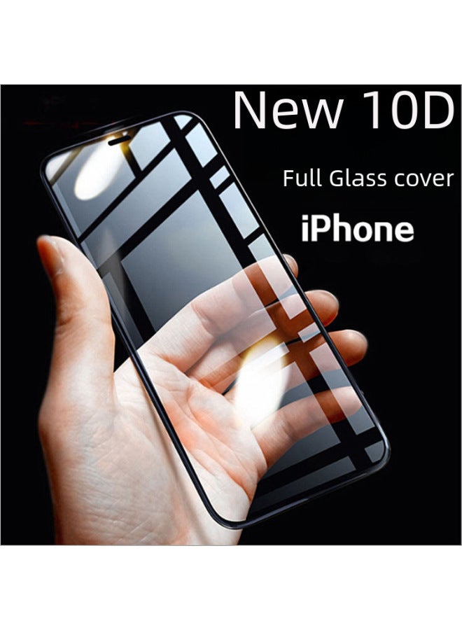 Full Screen Tempered Glass Film 10d For IPhone 13 14 Plus 15 Pro Cutting Edge Phone Screen Protector-Color:10D Cold Carving-Black (bare Film)-Dimensions:iPhone15