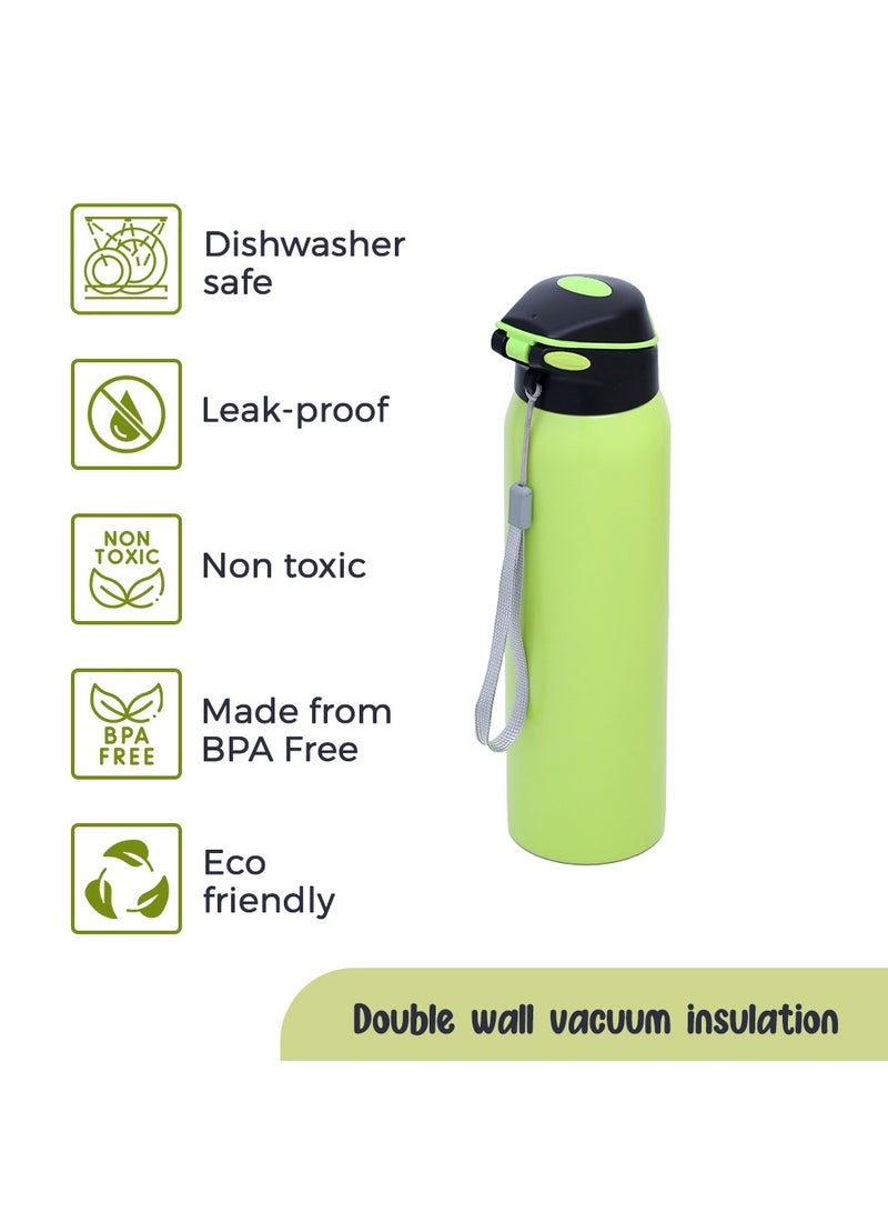 Eazy Kids زجاجة ماء مدرسية معزولة مزدوجة الجدار للأطفال - أخضر، 500 مل - Image 4