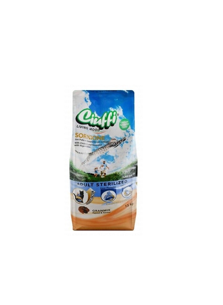 Food Ciuffi Dry Food with Chicken & Vegetables for Sterilized Adult Cats kg 2