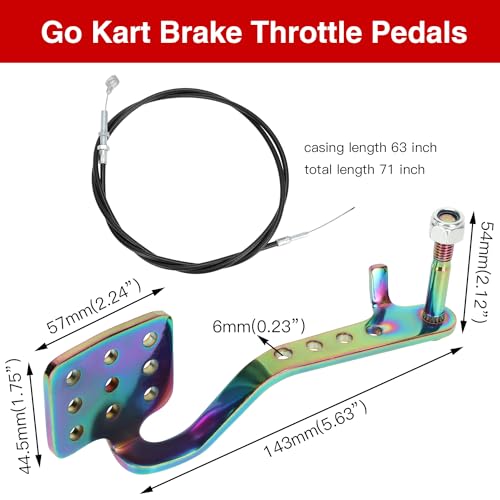 GREHUA Go Kart Pedal & Throttle Cable Compatible with Predator 212cc 196cc 6.5hp Road Rocket Manco Kandi Carter Azusa Racing Go Kart Vintage Racing Drift Trike Heavy Duty Pedal Go Kart Parts - Image 4