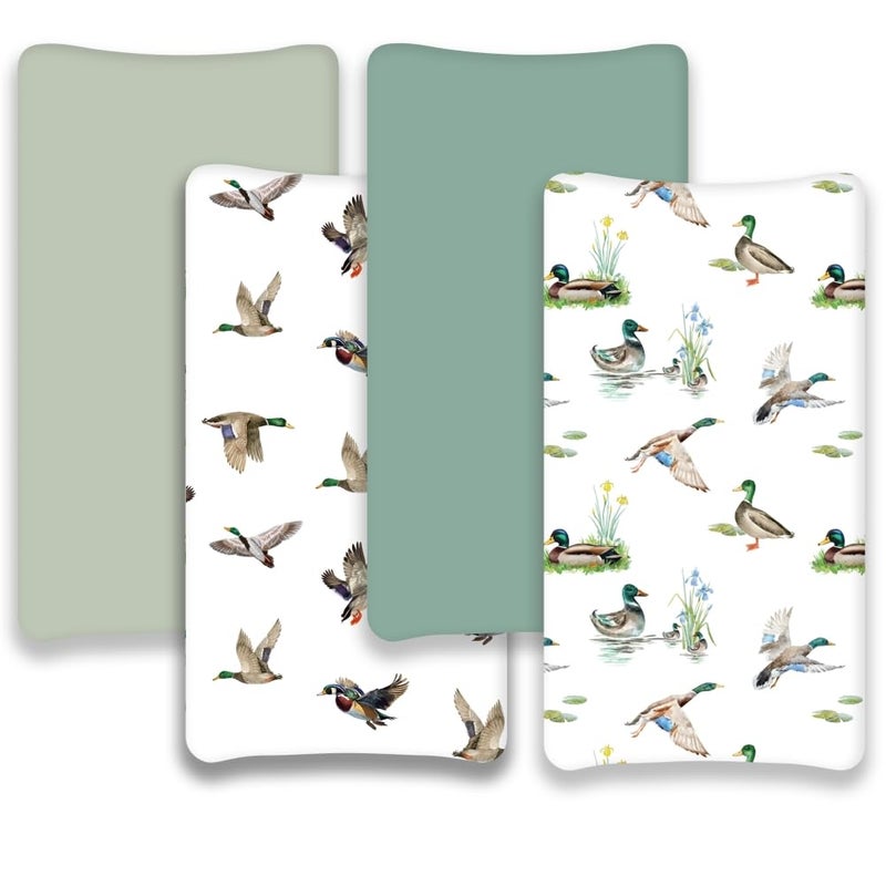 FIGEPO 4 Pack Mallard Duck Baby Changing Pad Covers Neutral Unisex Breathable Fitted Nursery Sheets for Baby Girl or Boys (Changing Pad Covers) - Image 3