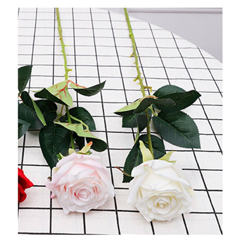 Artificial Rose High Simulation Anti Deformation Fade Proof Realistic Rose for Wedding Party Decoration White - Image 5