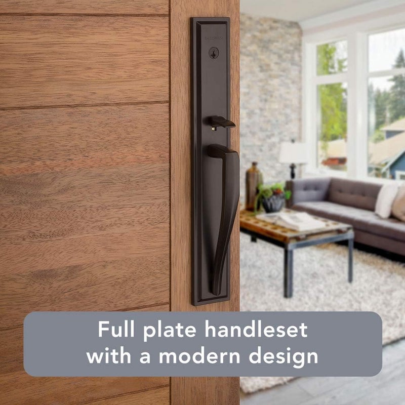 Baldwin مجموعة مقابض المدخل الأمامية من بالدوين توري باينز مع رافعة داخلية مزودة بتقنية إعادة قفل سمارت كي وحماية ميكروبان باللون البرونزي الفينيسي - Image 4