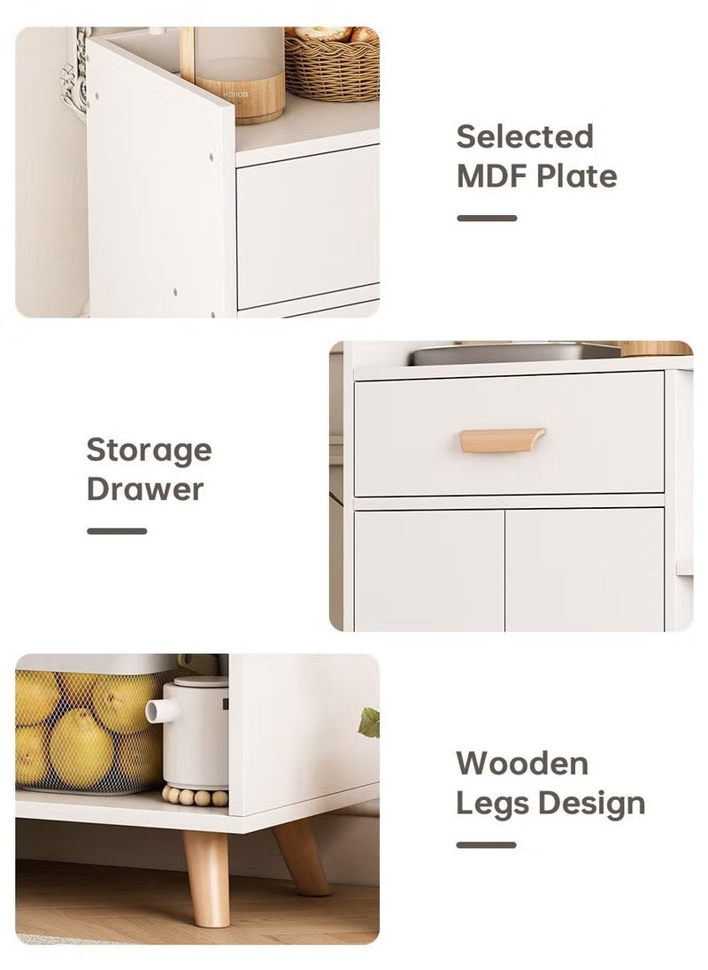 AGD Coffee Corner Cabinet with Storage Drawer, Sideboard with Adjustable Tier, Kitchen Storage Cabinet for Dining Room, Kitchen Microwave Oven Storage Rack (White)  - Image 4