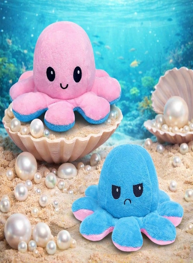 MOPANIRAJ Reversible Octopus Plush Soft Toy - Flip Mood Double Sided Happy Sad Emotional Expression Stuffed Animal Gift for Kids Adults Friends Lovers Valentine Gift (Colours May Vary)