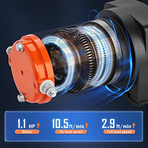 AC-DK 12V 2000-lb. ATV/UTV Electric Winch, Off-Road Synthetic Rope Winch for Trailer Boat RV Towing Winches, ATV/UTV Winch with Big Yellow Wired Remote and Winch Mounting Plate - Image 4