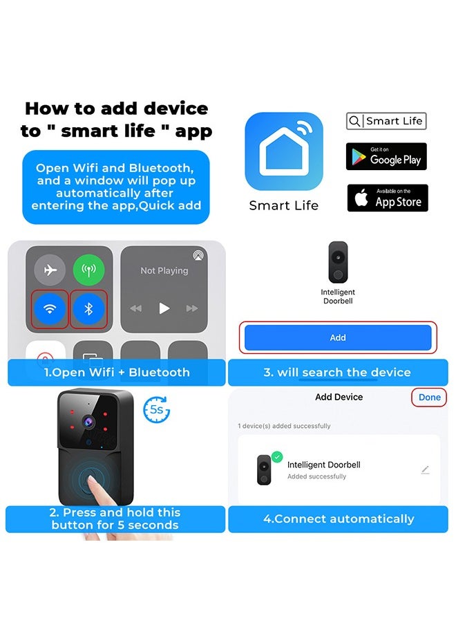 WiFi Video Doorbell with Camera HD 1080P Smart Video Doorbell with Night Vision 2.4G WiFi 2 Way Call Real Time Video Voice Changing Function - pzsku/Z21A33C2B7062E6254FB1Z/45/_/1709370571/cb2c65d9-8920-4ff3-934d-b1e933c8463d