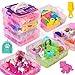 AGENTLAN Stackable Sensory Bin Unicorn Pet Sensory Sand Unicorn and Pet Sandbox with Play Sand for Toddlers Boys and Girls Kids Toys Gift for Age 3 4 5 6 7 8 - Image 2