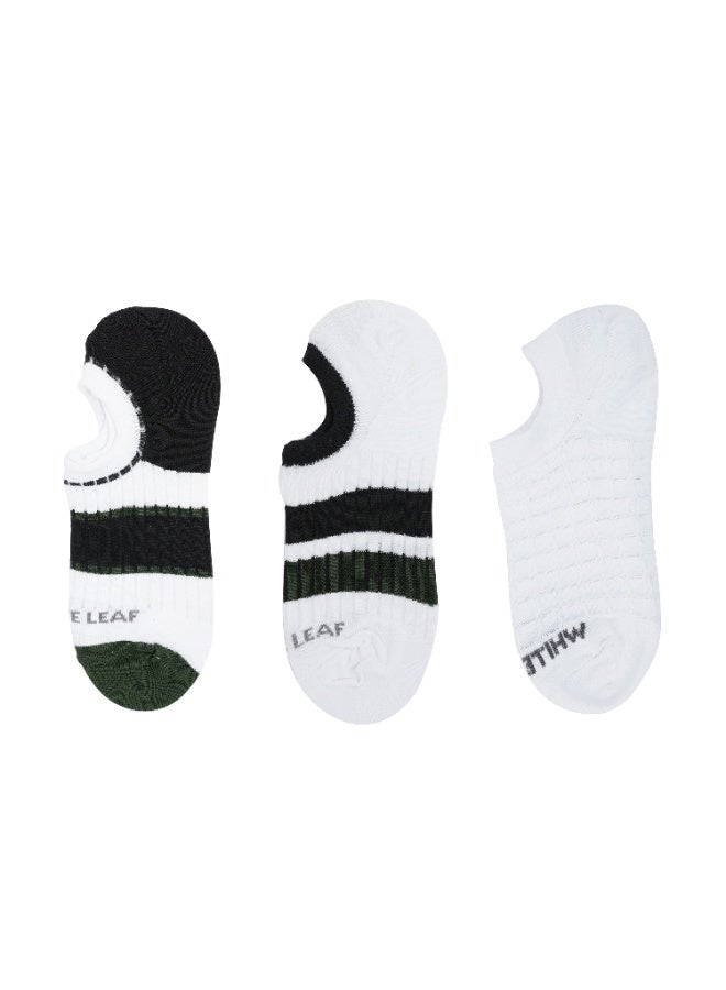 White Leaf 3 Pairs No Show Mens Socks Cotton Low Cut Ankle Socks - Breathable, Moisture Wicking, Durable - 3 Pairs Black & White - Free Size - Image 2