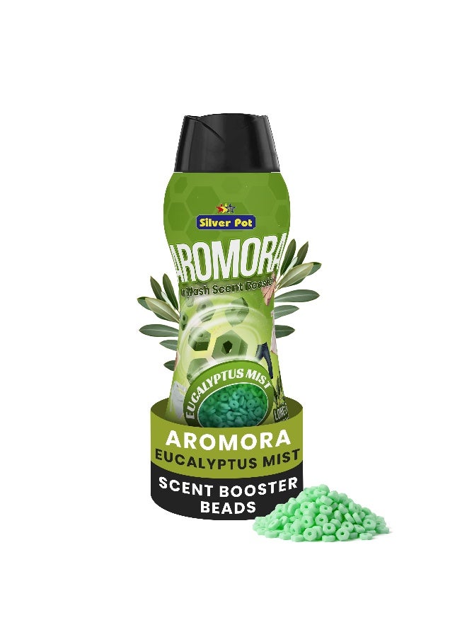 Silver Pot Aromora Fabric Deodorizer Eucalyptus Mist - Laundry Perfume In-Wash Scent Booster Beads 300g , Refreshing Long-Lasting Laundry Fragrance, Suitable for Use with Fabric Softeners and Detergents - Image 1