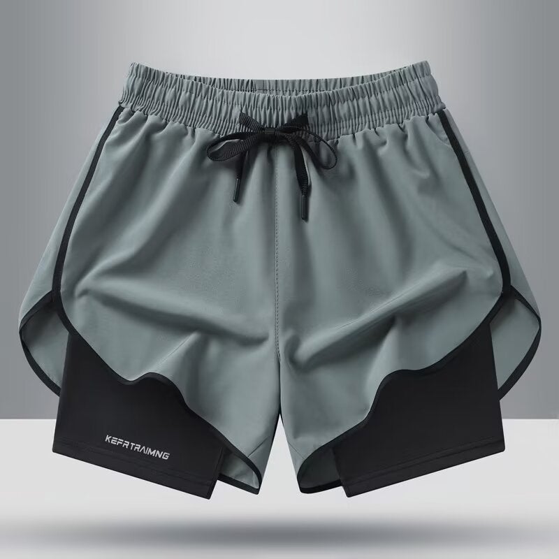 Mens Breathable Mesh Shorts Casual Summer Running Gym Grey  - Image 1