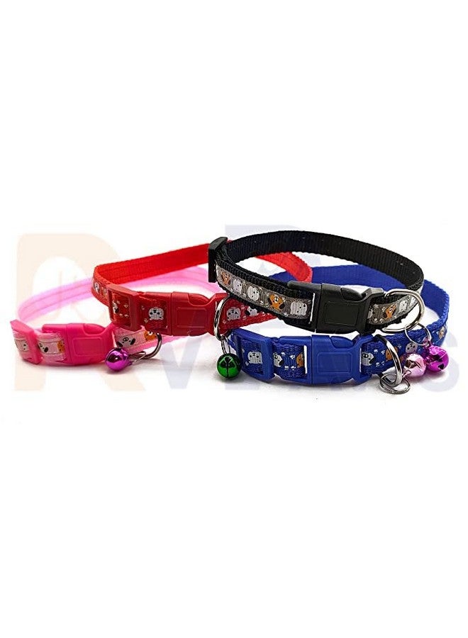 Nylon Safe Pets Collar With Bells Adjustable Length Puppy Collar Printed Soft Nylon Collar For Puppy And Cats (15Mm, Pink) - Image 4