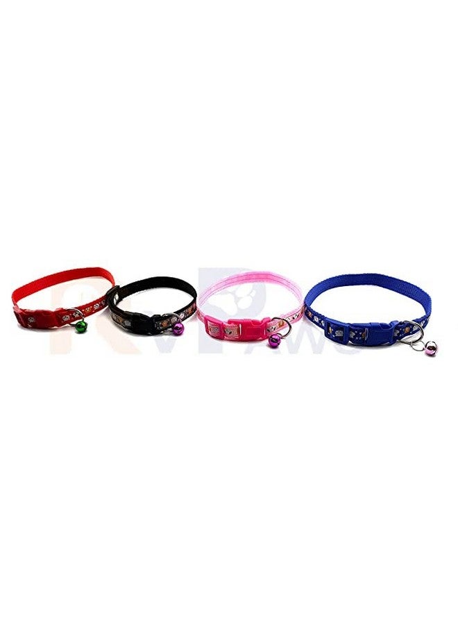 Nylon Safe Pets Collar With Bells Adjustable Length Puppy Collar Printed Soft Nylon Collar For Puppy And Cats (15Mm, Pink) - Image 5