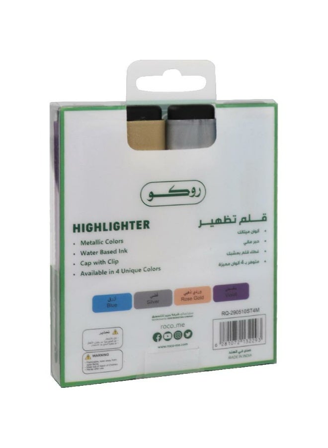 ROCO Pack of 4 Highlighters 120 Assorted Metallic Colors - Image 2