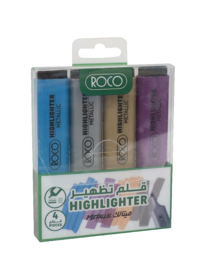 ROCO Pack of 4 Highlighters 120 Assorted Metallic Colors - Image 1