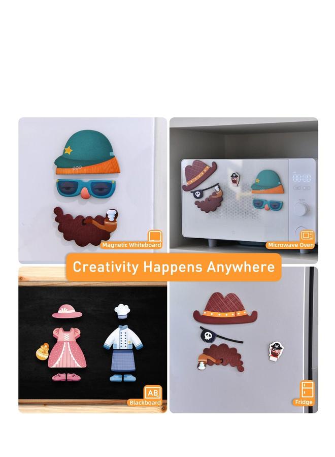 Magnetic Toys, Board Games for Kids, Puzzles Toys Preschool Education, Mix and Match Costume Dress Up Pretend Play Set with Storage Case, Multifunctional Packing Design (50 pcs)  - Image 3