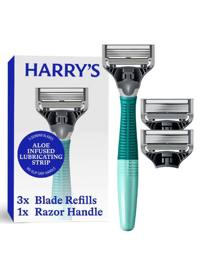 Harry's - Razor Handle and 3 Razor Blade Refill Cartridges - Sage - Image 1