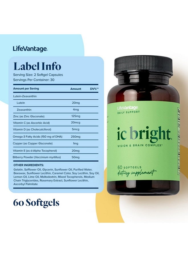 LifeVantage IC Bright 60 كبسولة لينة، مكمل معقد للرؤية والدماغ محشو بمضادات الأكسدة والمواد الغذائية والكاروتينويد لصحة العين التي تساعد في تقليل إجهاد العين - Image 3