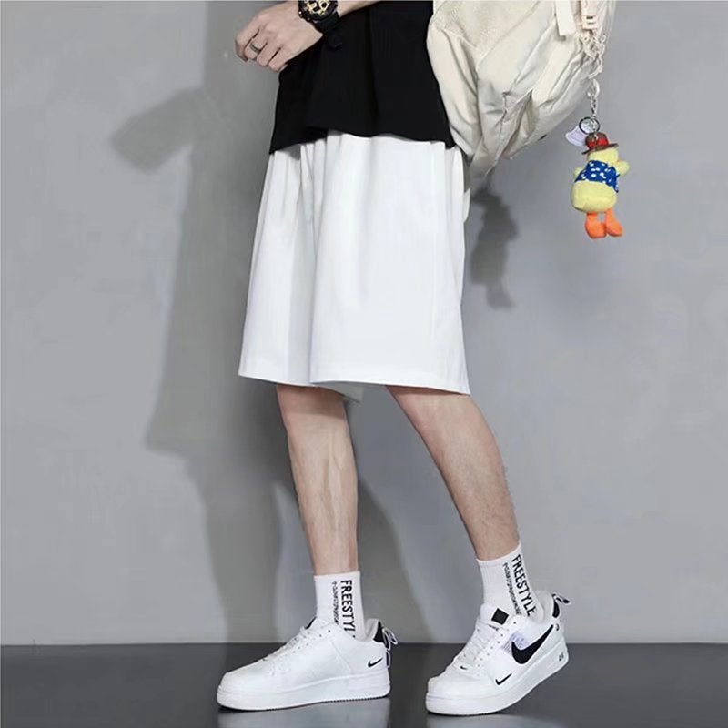 Beach Five Minute Pants Trunks Men Lightweight Quick Dry Versatile Pants Loose Fit Casual Solid Color Plus Size Five Minute Pant Black  - Image 2